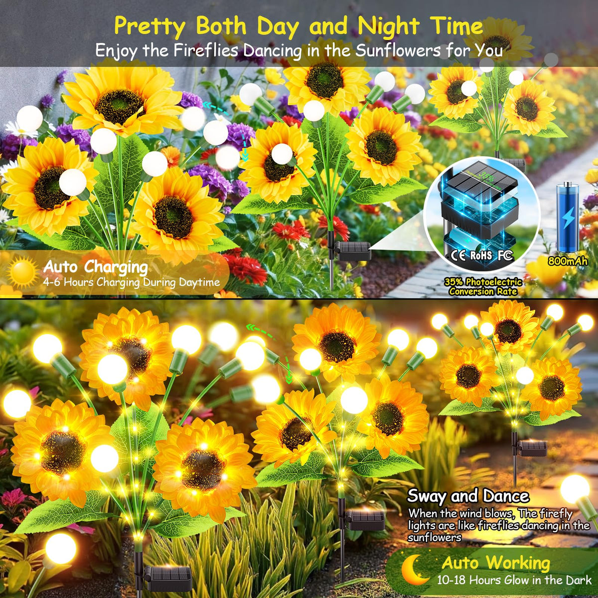 Garpar solar lights IP65 waterproof for year-round garden use.