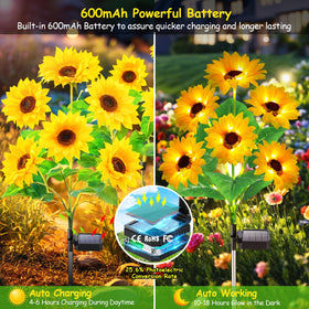 Garpar solar lights with 72-LED sunflower petals along a walkway