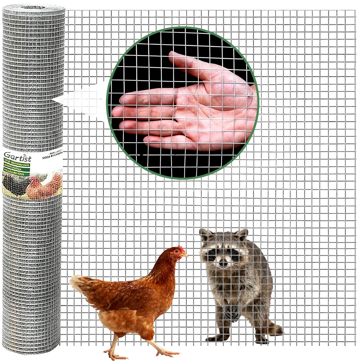 Gartist hardware cloth 19ga half-inch openings on a 48x100 roll for outdoors