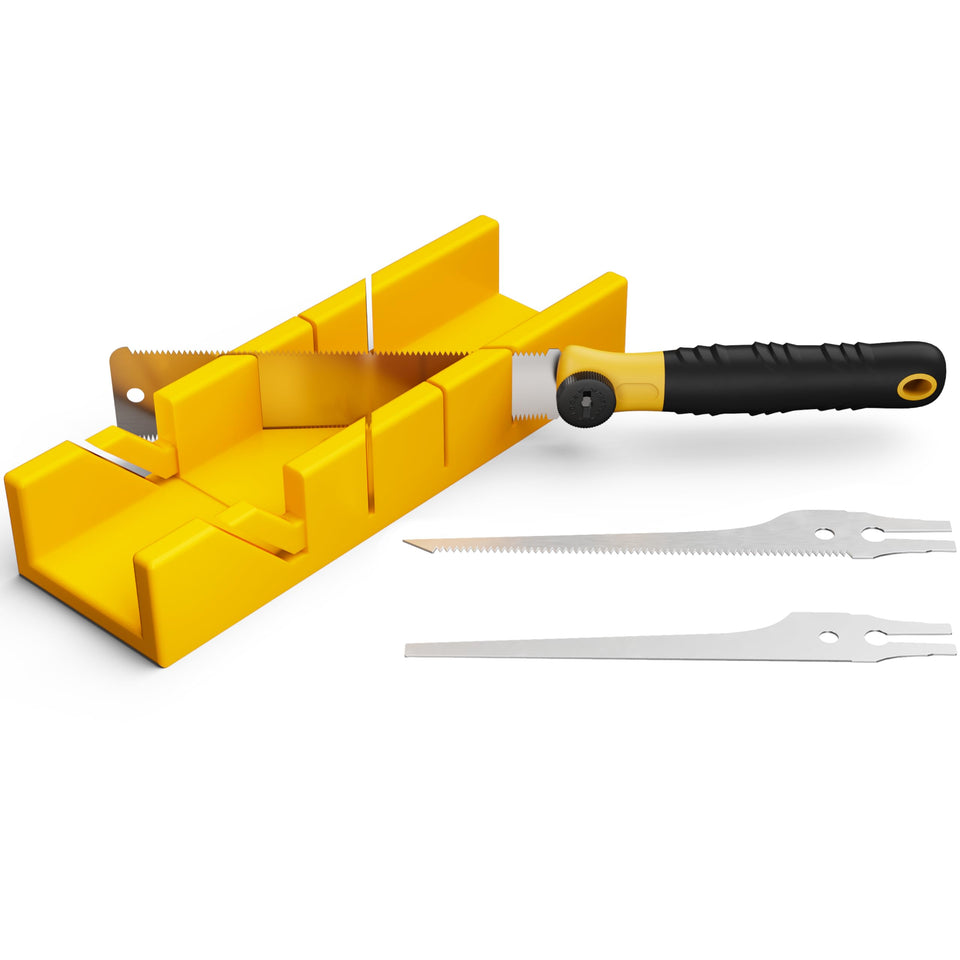 GARTOL miter box with 45°/90°/135° angle guides for precise cuts.