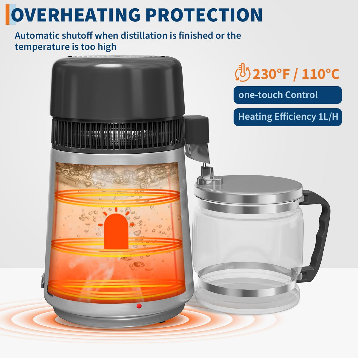 GarveeHome Water Distiller compact countertop design fits small spaces neatly.