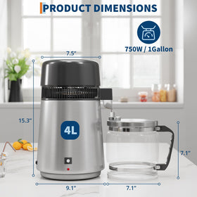 GarveeHome Water Distiller with glass container shows clear purification at a glance.