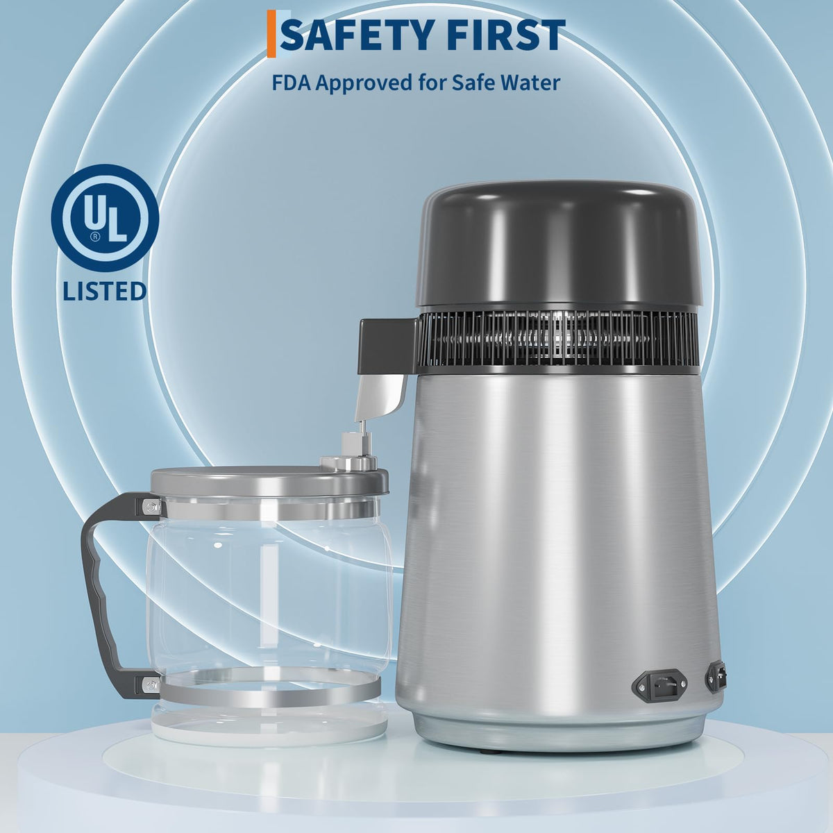 GarveeHome Water Distiller stainless steel interior ensures durable, safe contact with water.