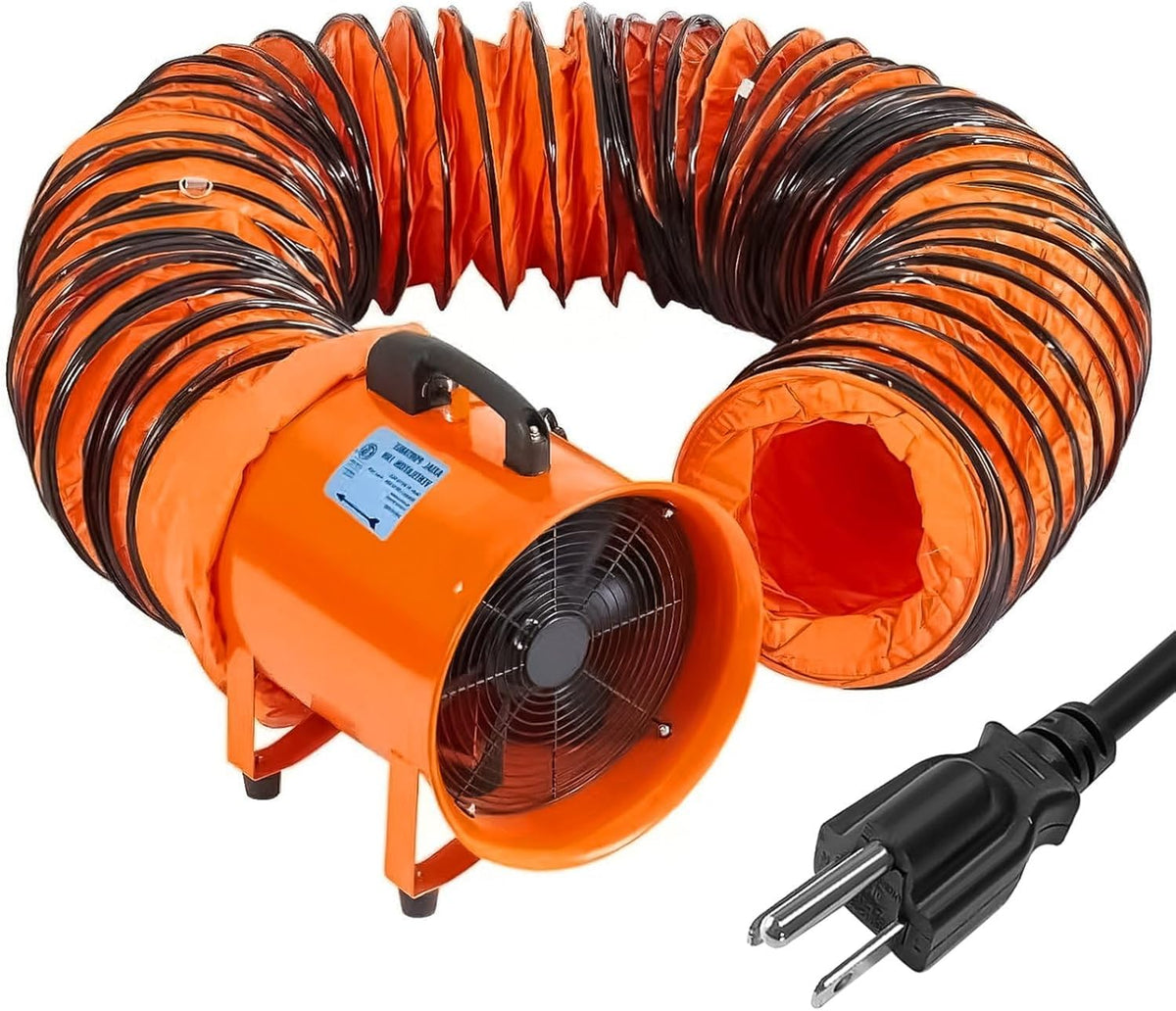 GarveeTech 12in blower exhaust fan with ducting for flexible ventilation setups.