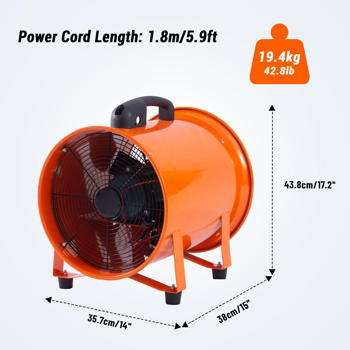 GarveeTech portable blower with integrated handle for easy transport.