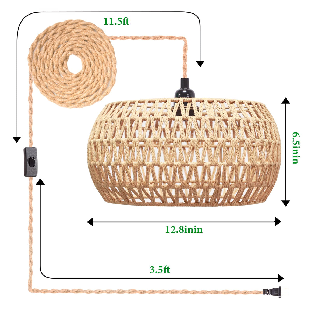 Garvot plug-in pendant light over bedroom bedside for soft illumination