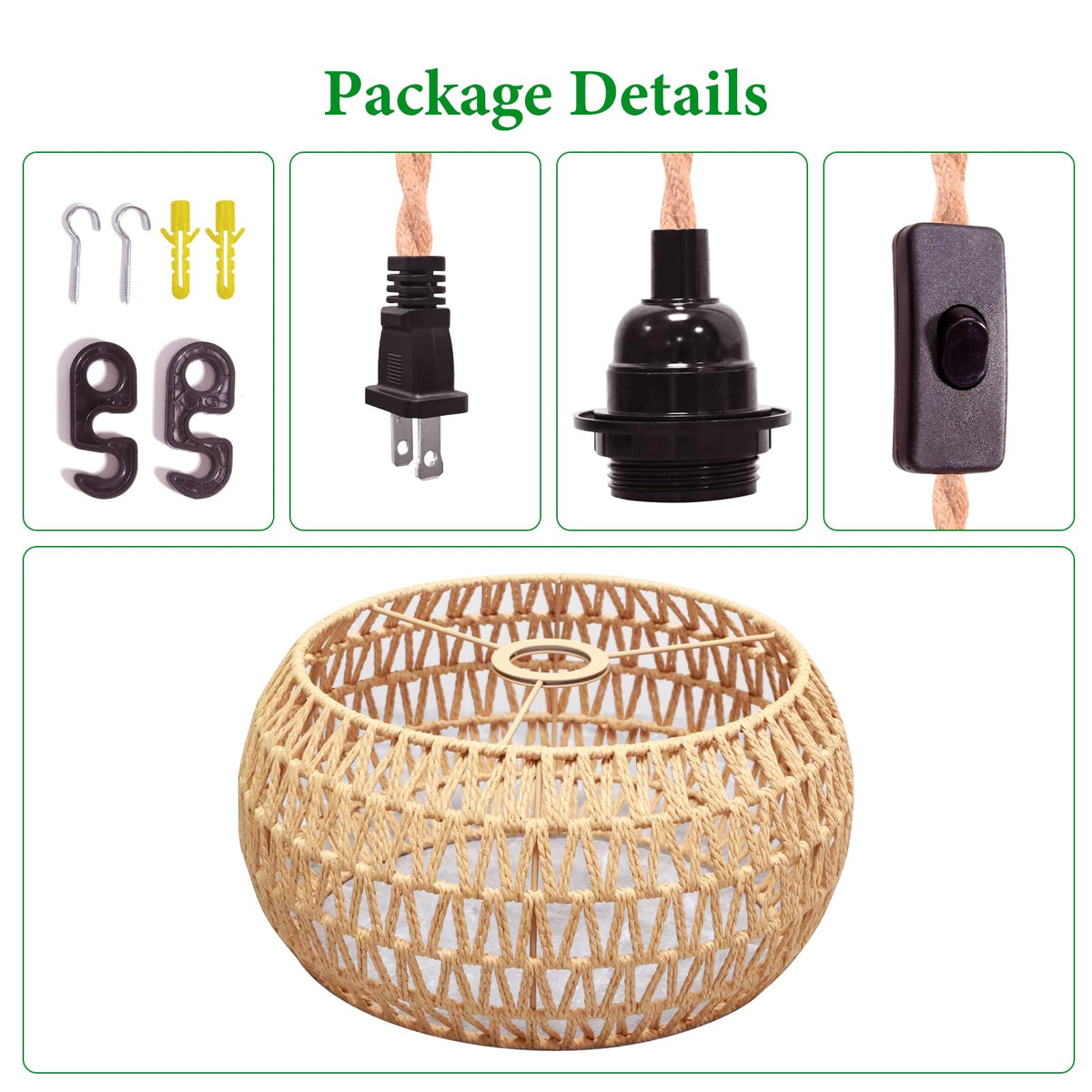 Garvot rattan shade pendant lighting along hallway for inviting entry