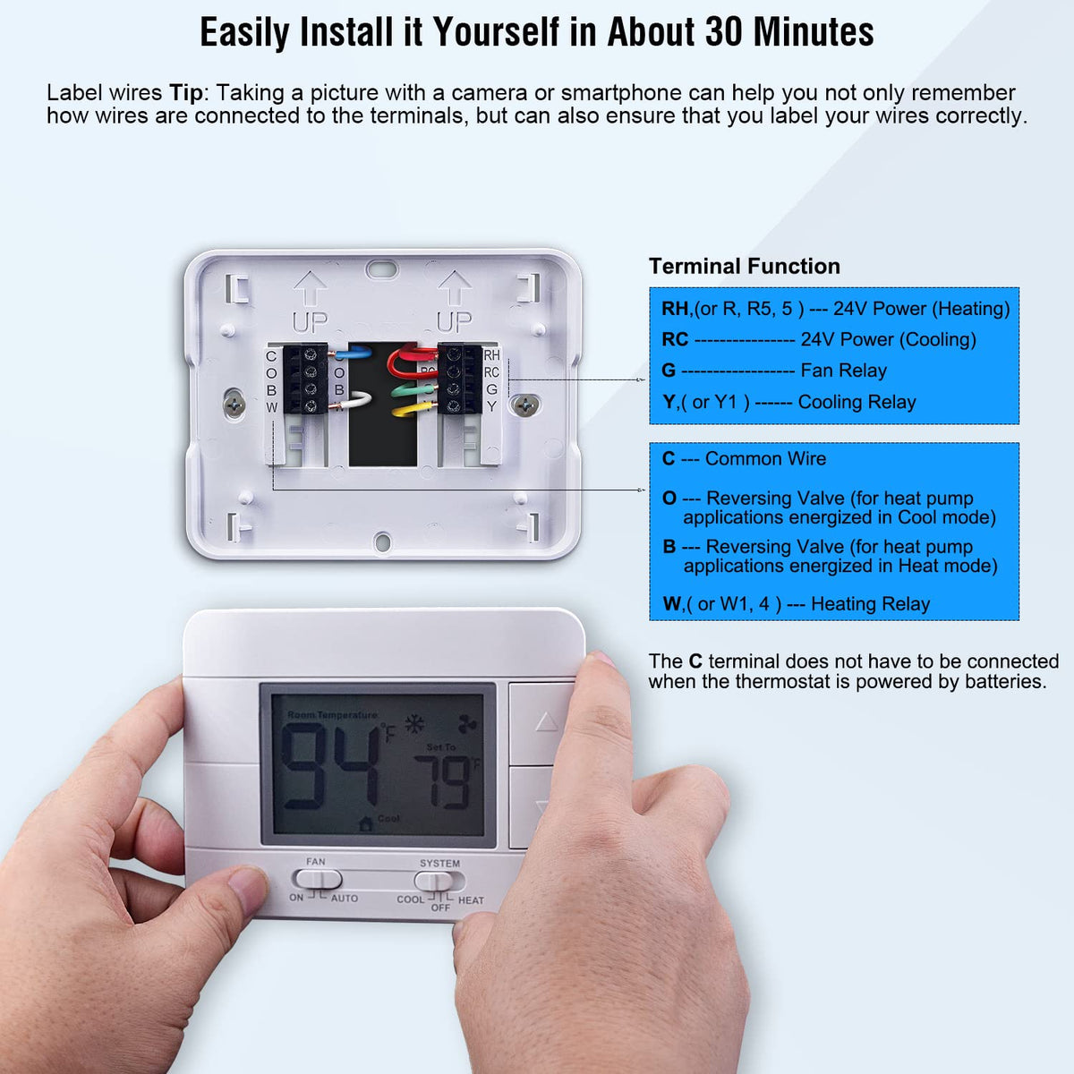Garystat thermostat with low battery reminder keeps you informed
