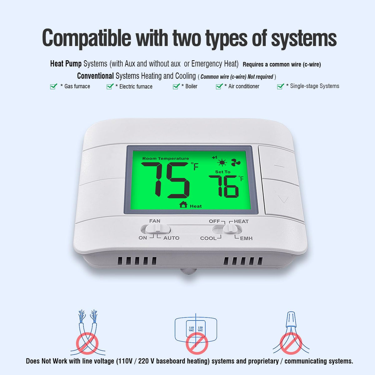 Garystat heat pump compatibility supports efficient climate control.