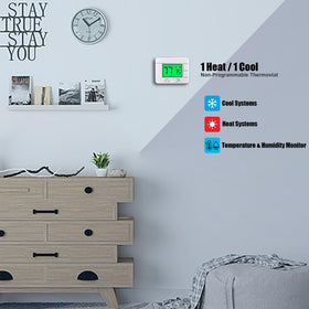 Garystat thermostat humidity and temperature monitor display helps track home environment.