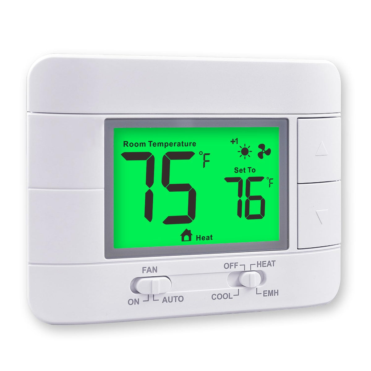 Garystat thermostat with large green LCD for easy reading and adjustment.