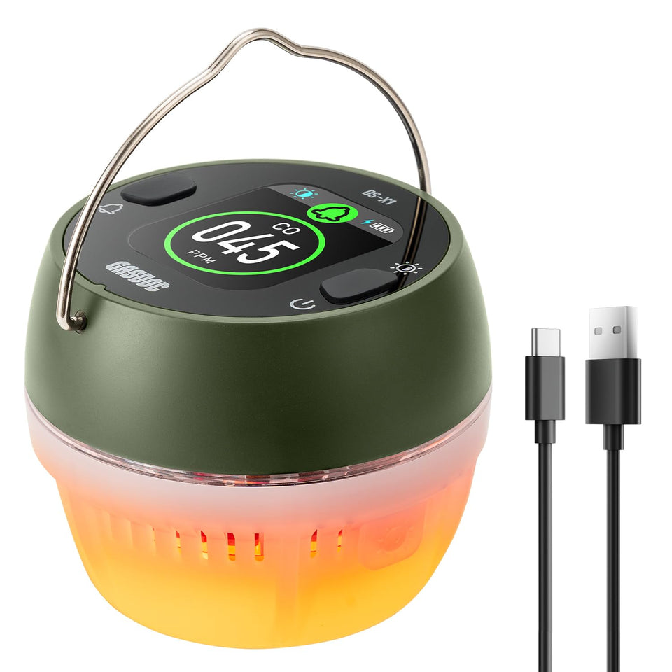 GasDoc DS-X1 ambient light illuminates the campsite while monitoring CO