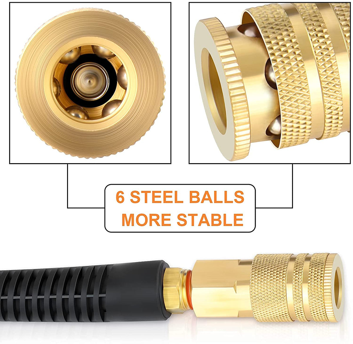 GASHER reinforced PU air hose showing secure coupler for high pressure use.