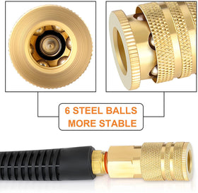 GASHER reinforced PU air hose showing secure coupler for high pressure use.