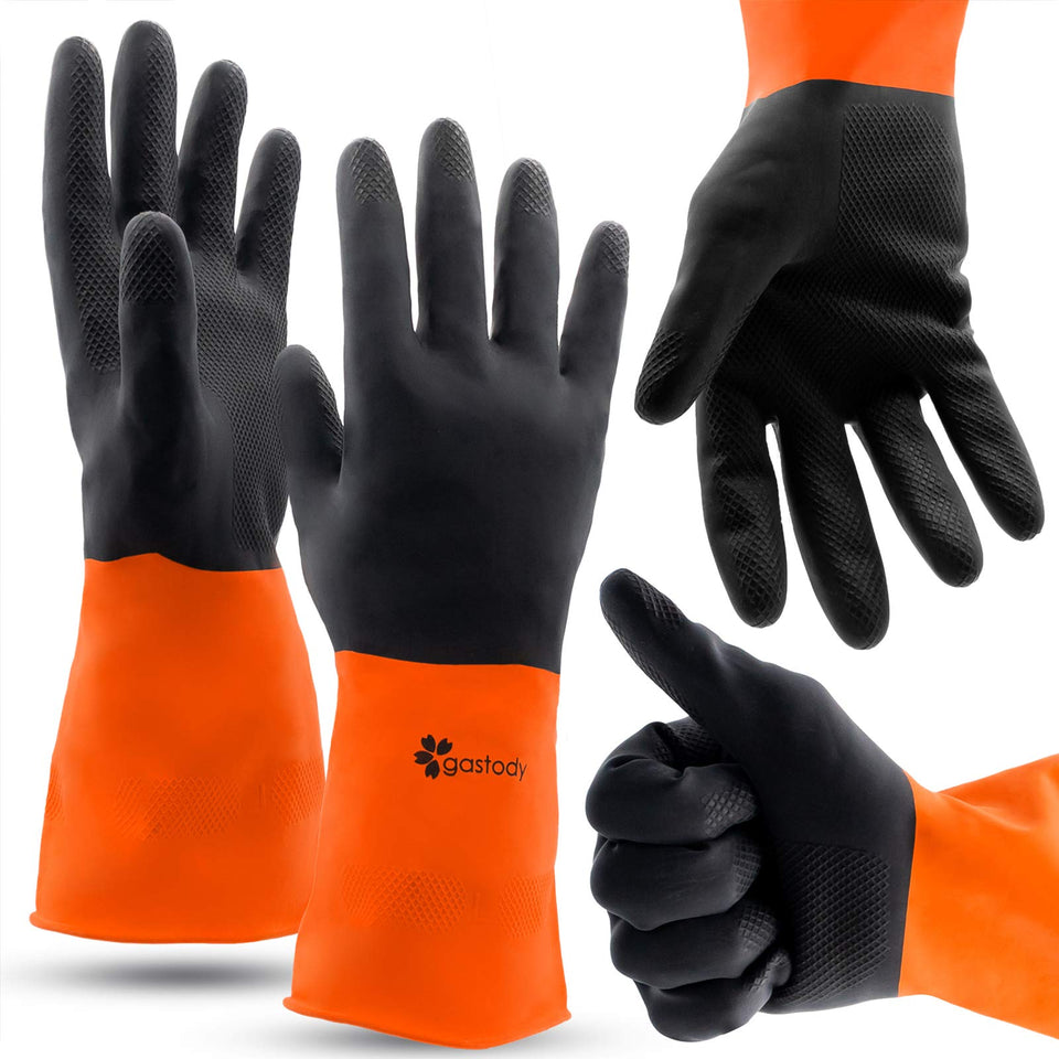 Gastody chemical gloves 2-pairs-pack in waterproof action protecting hands during messy tasks