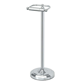 Gatco 1436C chrome toilet paper stand with weighted base for stability.
