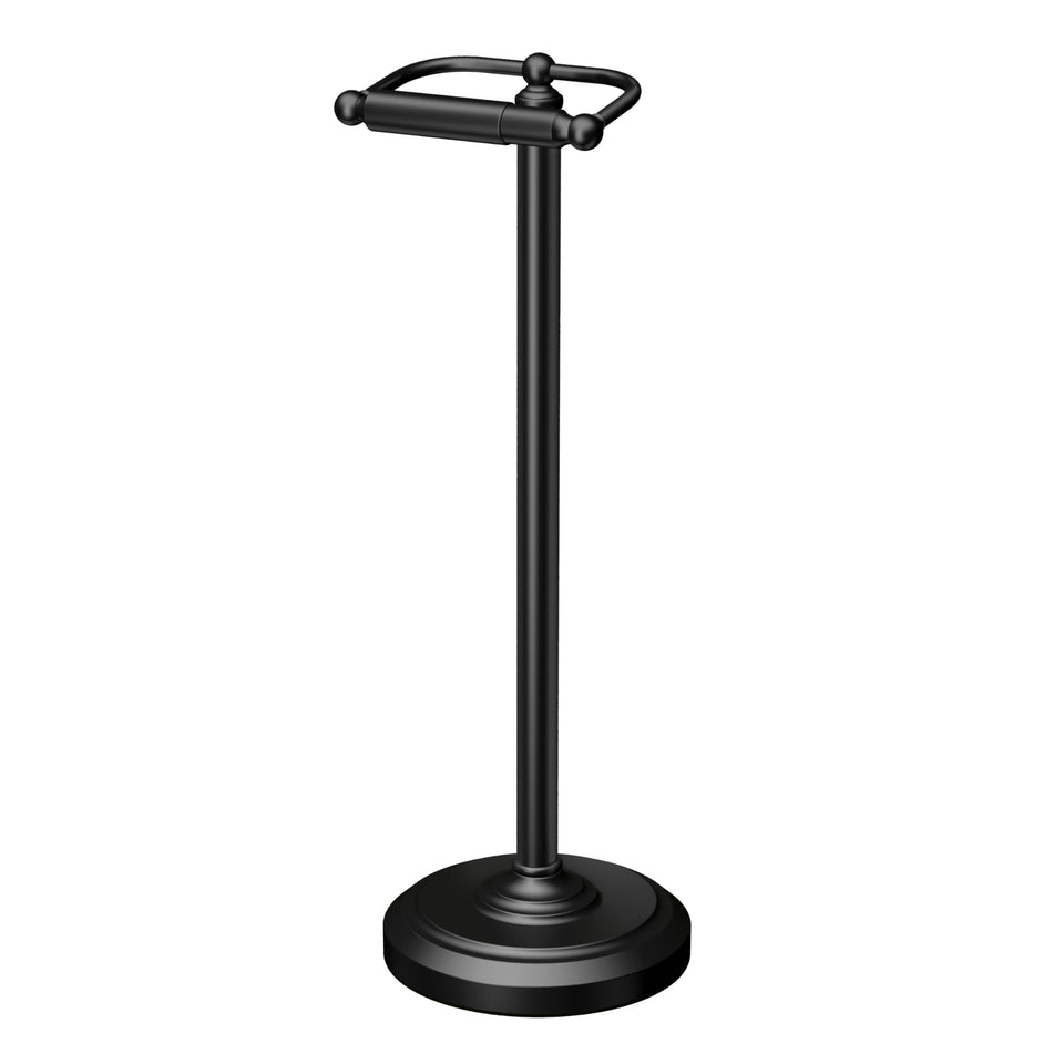 Gatco 1436MX toilet paper holder stand in matte black for modern bathrooms