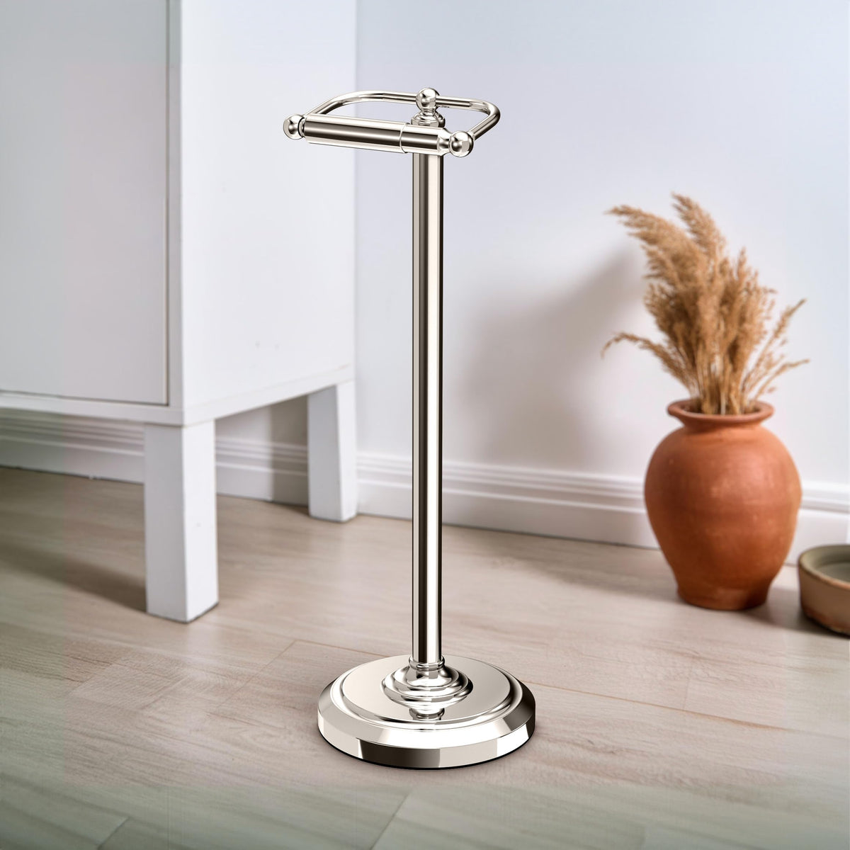 Gatco 1436PN pedestal-style stand offering easy relocation and flexible placement.