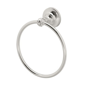 Gatco Tavern towel ring front view in polished nickel showing timeless style