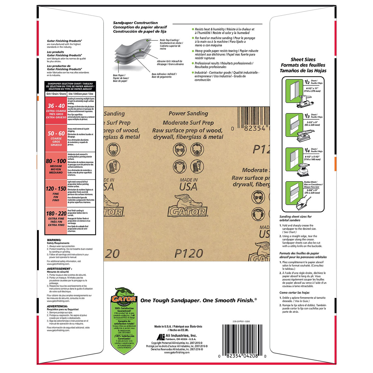 Gator 9x11 120 grit sheet ideal for metal prep.