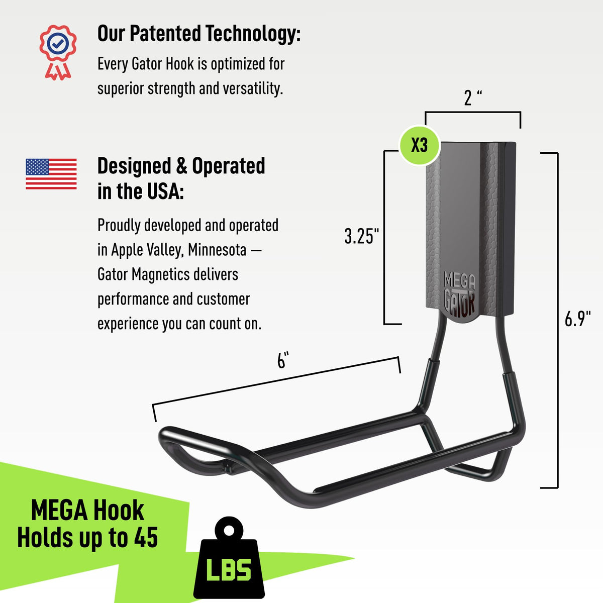 The Mega 6-in closed hook on a steel cabinet for garage organization.