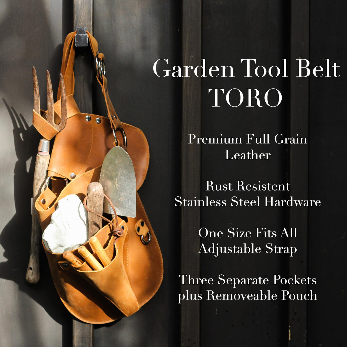 Detachable pouch keeps tools within reach during garden tasks