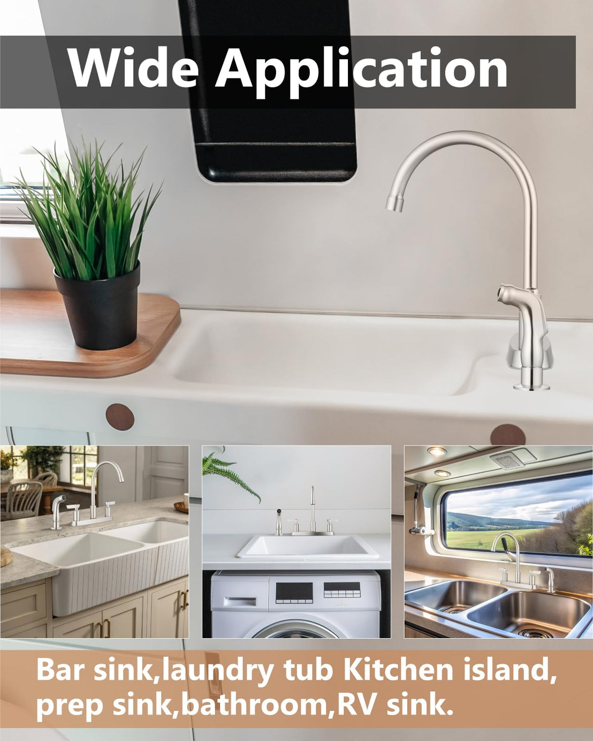 GBBNE 3-hole deck-mount configuration fits most standard sinks