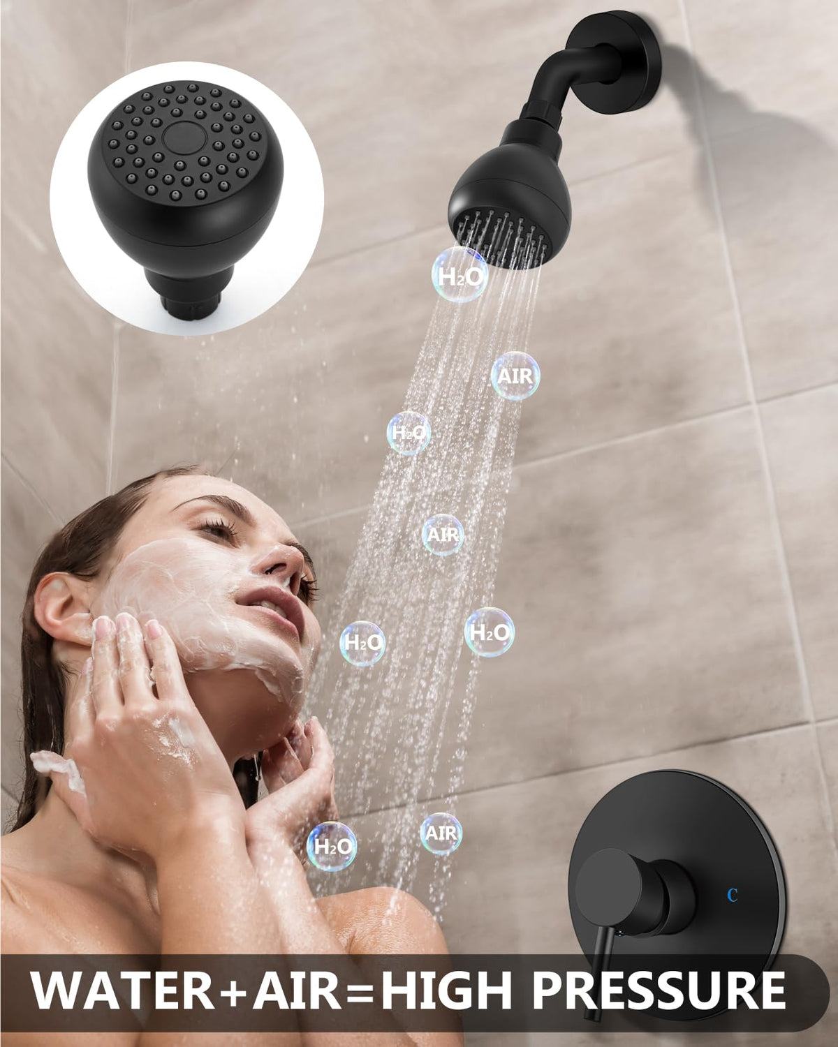 GBBNE 360-degree rainfall showerhead for wide coverage