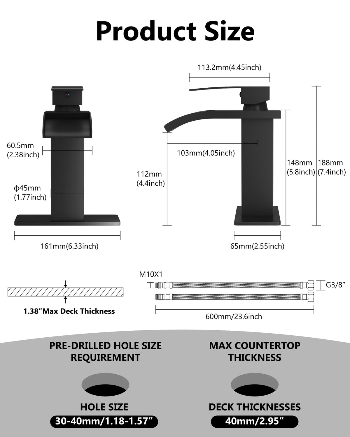GBBNE 24-inch supply lines support quick, code-compliant installation.