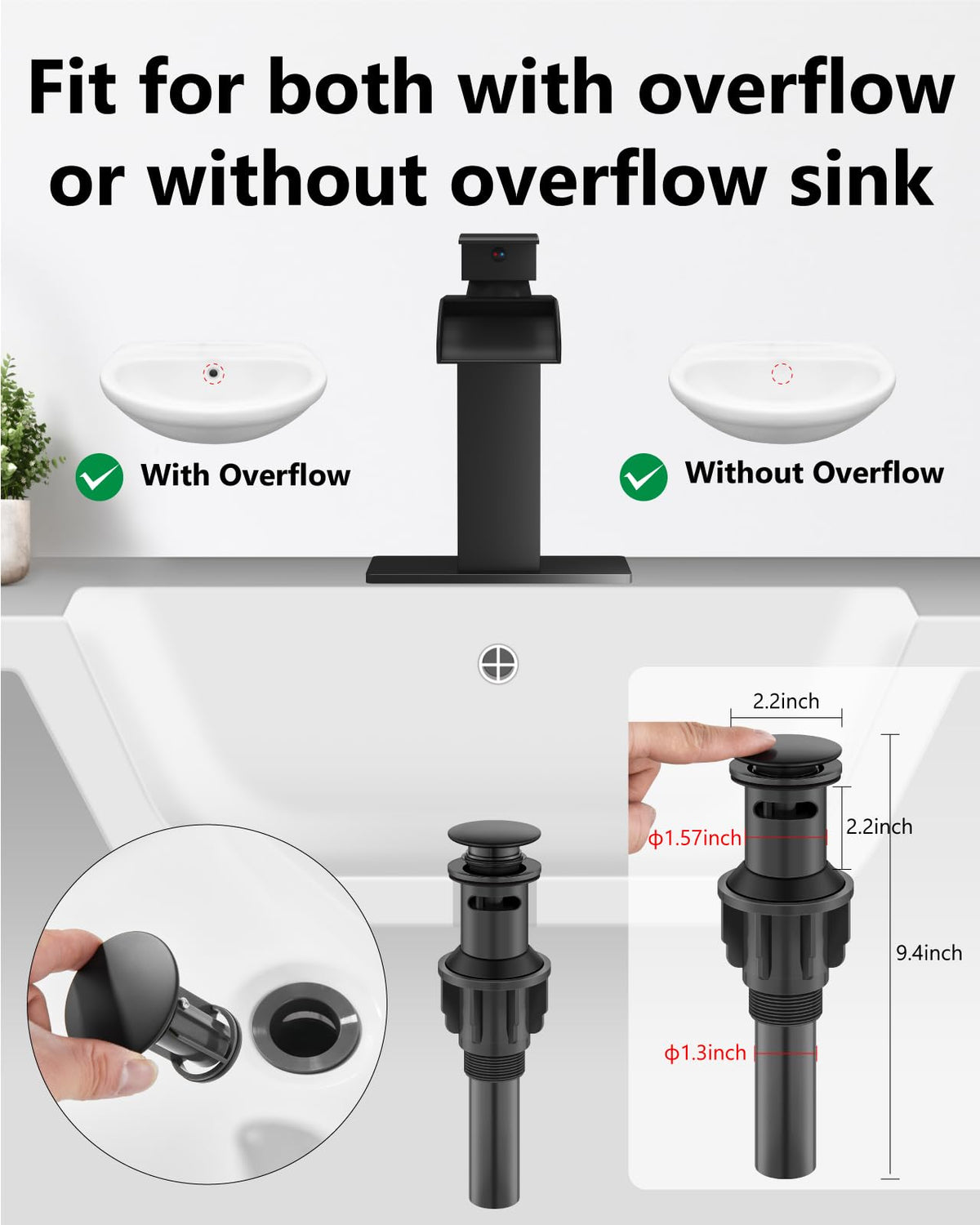 GBBNE deck plate compatible design suits 4-inch sinks for flexible setup.