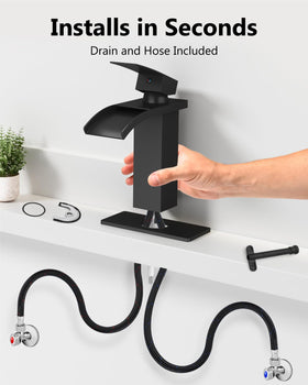 GBBNE pop-up drain with overflow keeps vanity clean and free of clogs.