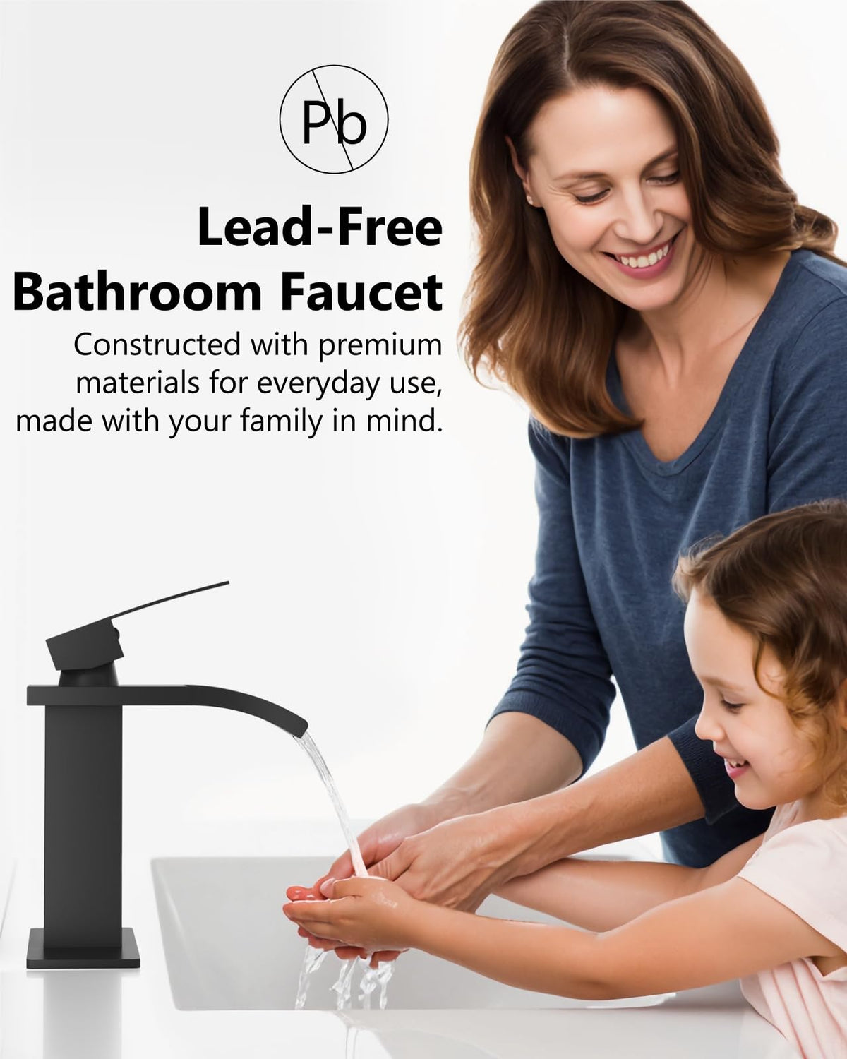 GBBNE single-hole faucet with deck plate for adaptable three-hole sinks.