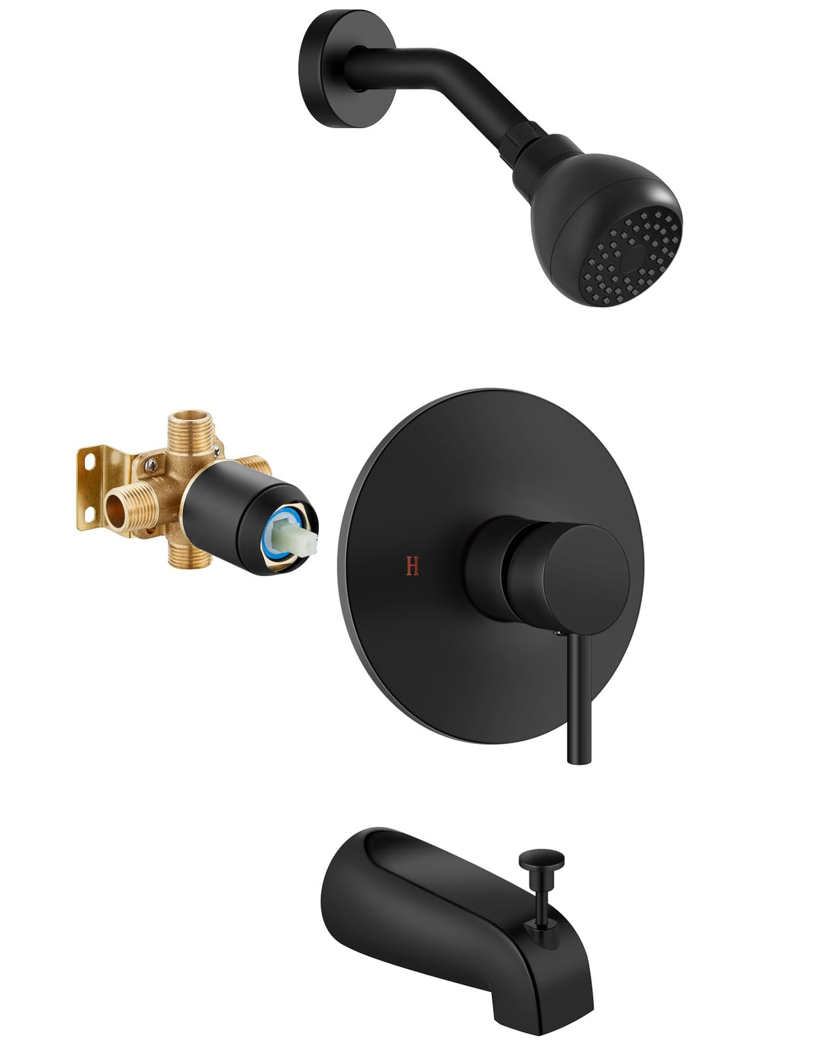 GBBNE tub shower faucet set matte black front view for a modern bathroom upgrade
