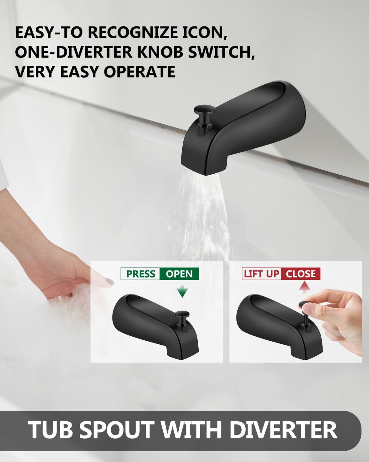 GBBNE tub spout with NPT 1/2 inch connection for easy installation