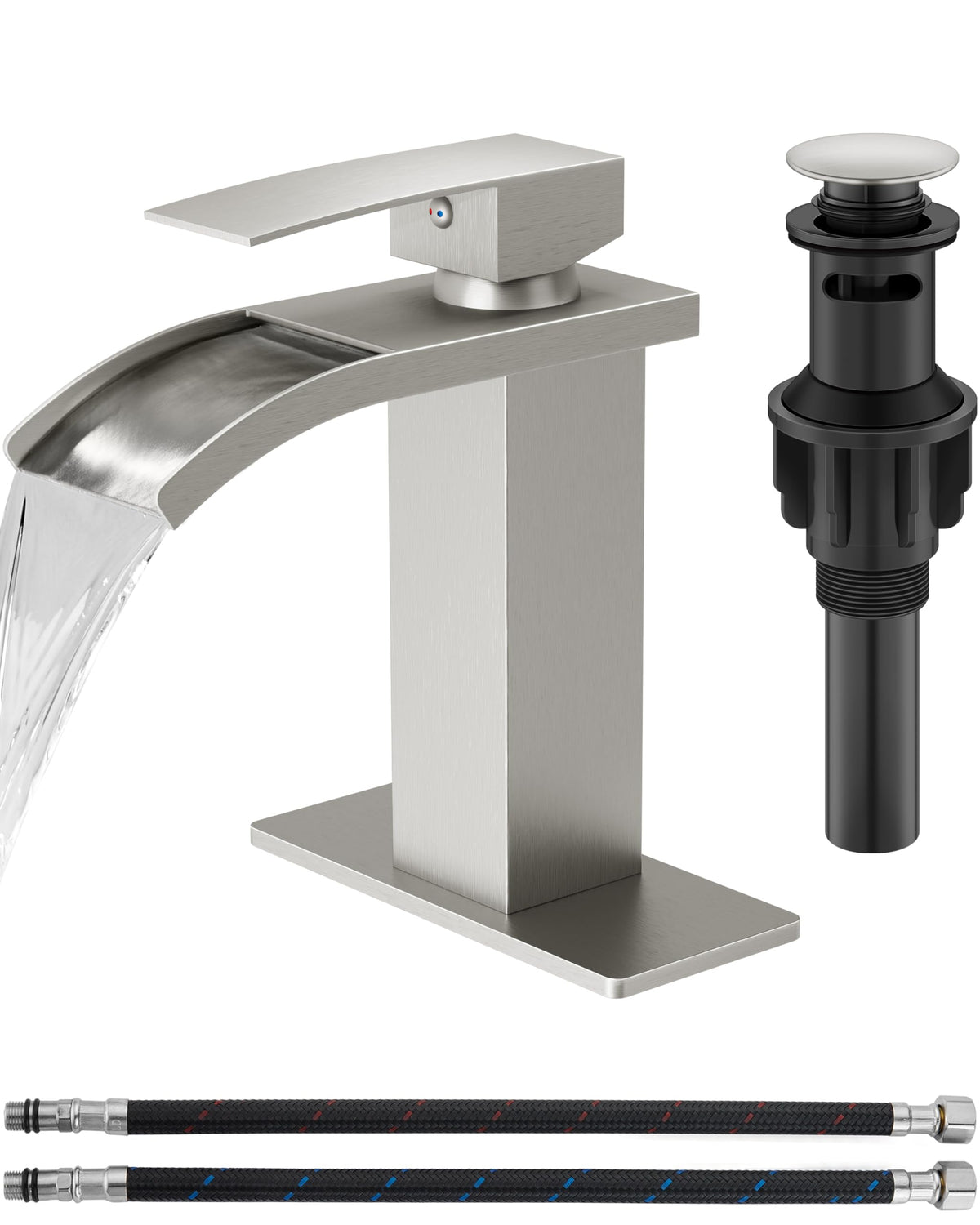 GBBNE waterfall faucet for bathroom sink in a single-hole setup with modern design