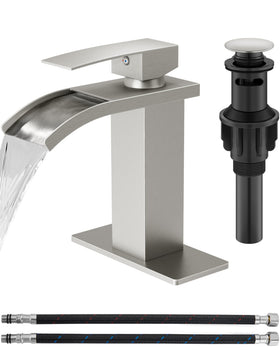 GBBNE waterfall faucet for bathroom sink in a single-hole setup with modern design