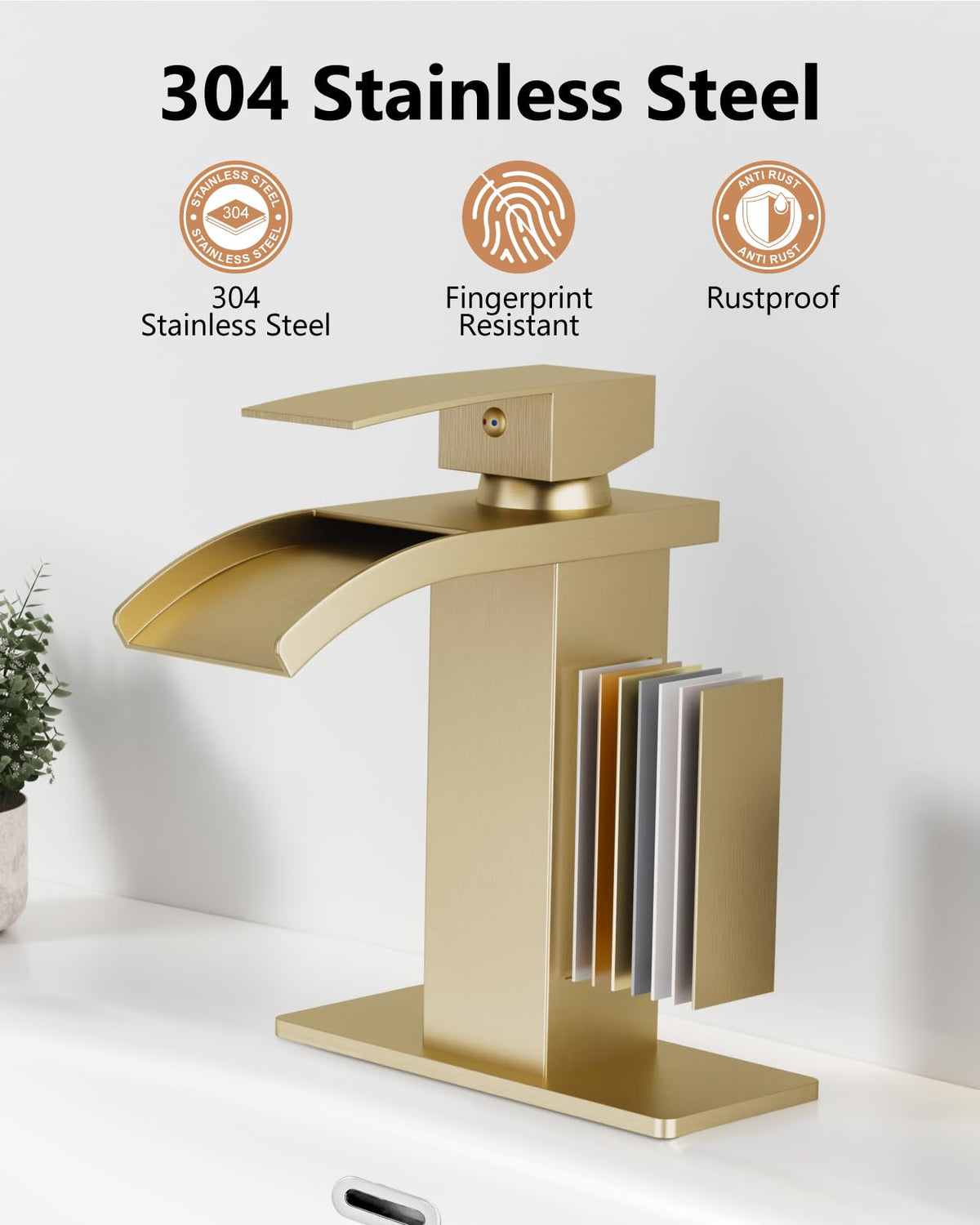 GBBNE Waterfall faucet pop-up drain included for easy drainage