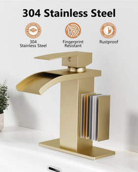 GBBNE Waterfall faucet pop-up drain included for easy drainage