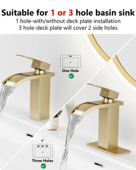 GBBNE Waterfall brushed gold finish adds warm luxury to the bathroom