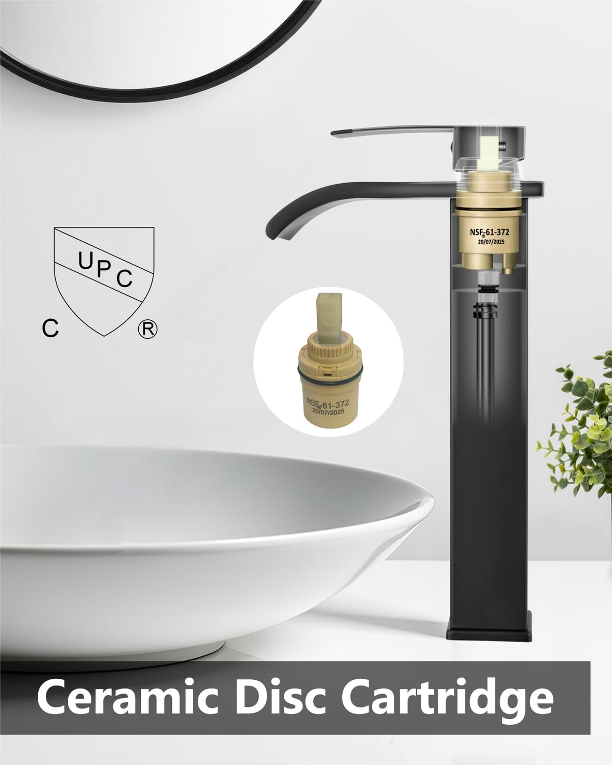 GBBNE wide spout provides low-splash waterfall flow for quiet routines