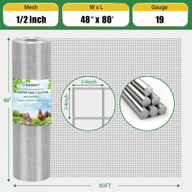 Gbekery galvanized mesh offers sturdy 48-inch width for fences and coops.
