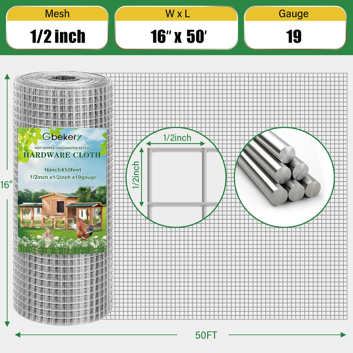 GBekery 19-gauge wire provides strong, durable garden protection