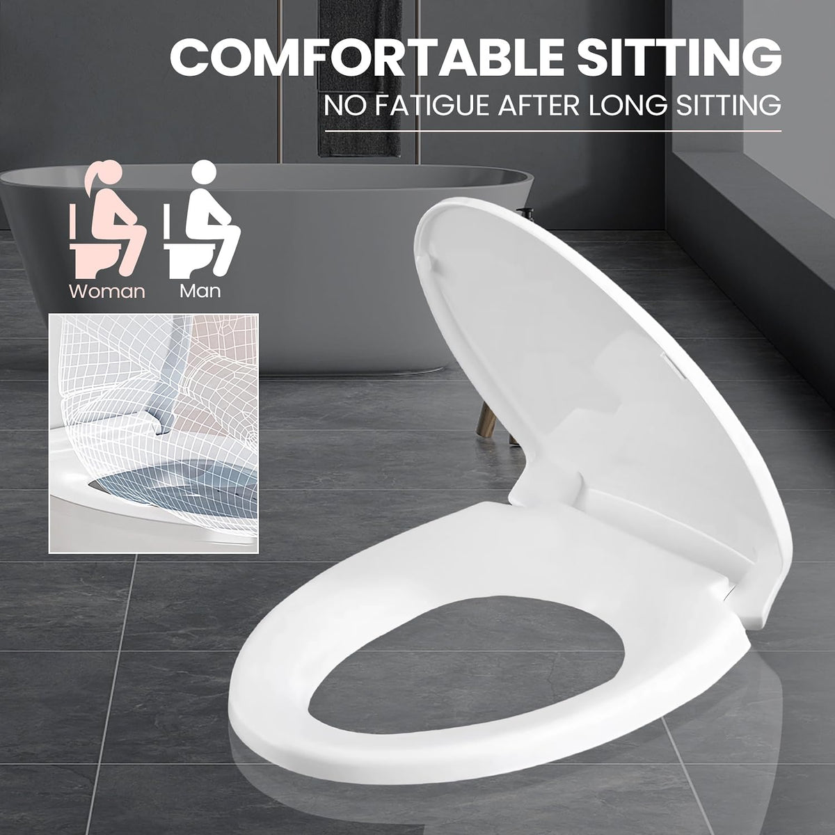 GCBCRIT ergonomic design elongated seat for comfortable seating.
