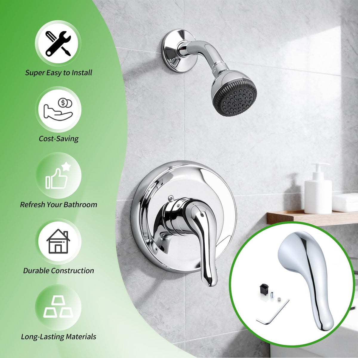 gcbcrit brushed nickel handle image shows a modern upgrade option for bathrooms.