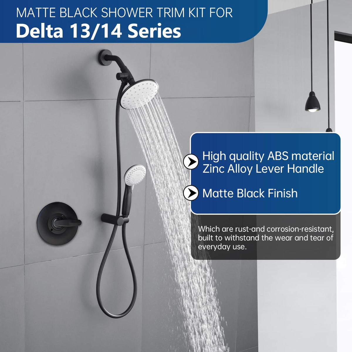 Gcbcrit matte black panel trim for Delta shower, modern finish