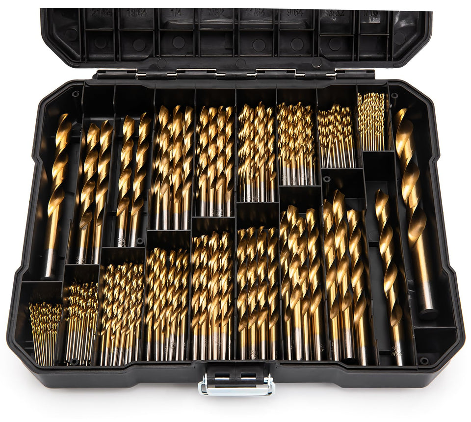 GDLIN 230pcs titanium twist drill bit set with case for easy organization and transport
