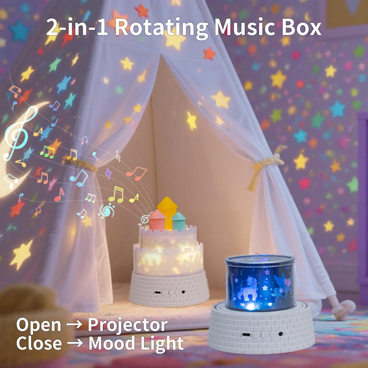 GDSZBYSM remote-control projector for easy sleep routines from bed.