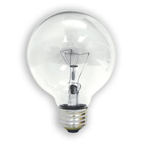 GE 26535 40-Watt G25 crystal clear globe bulbs for warm, classic illumination.
