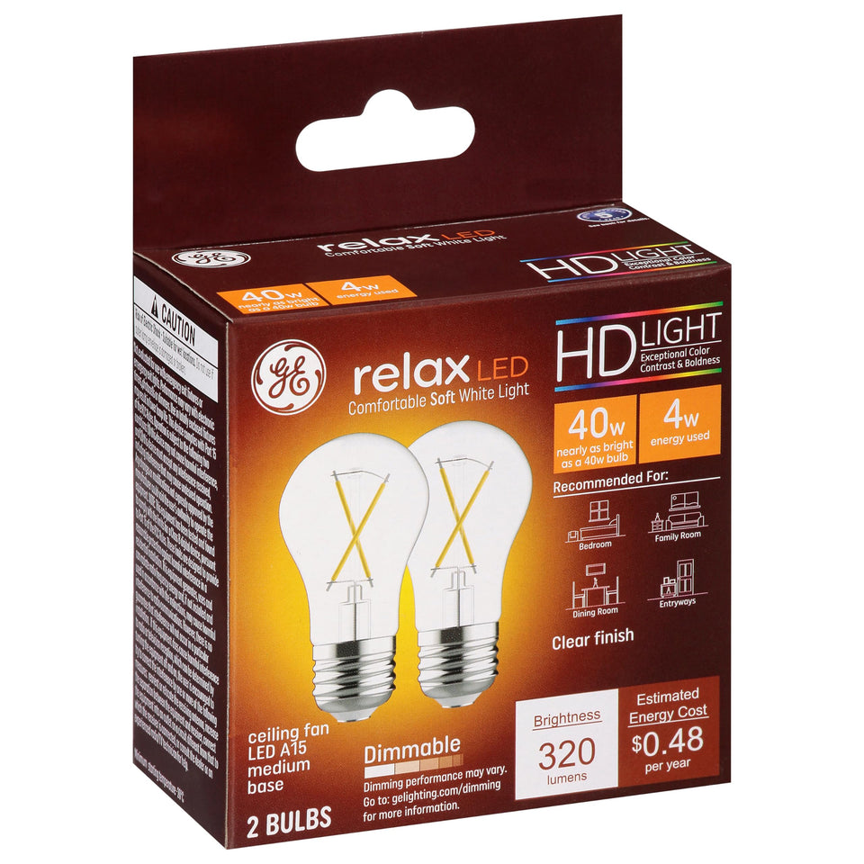 GE 31313 Relax HD LED bulb delivers warm white light for cozy spaces and enhanced color clarity