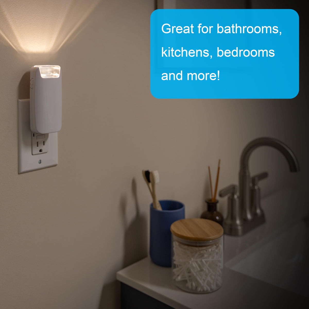 GE 4-in-1 power outage light has hi/low switch for customizable brightness.